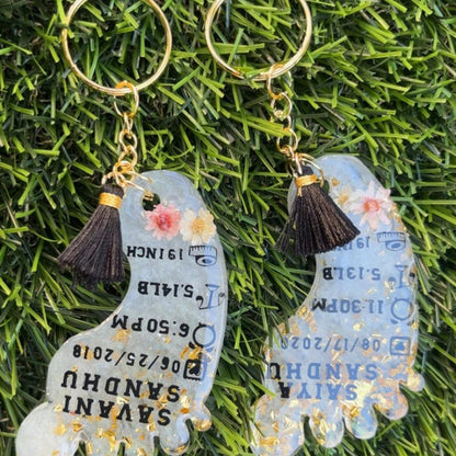 Custom Baby Birth Footprint Resin Keychain