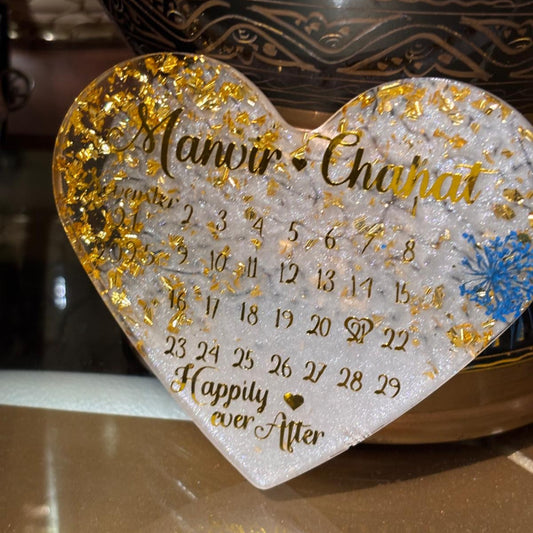 Custom Heart-Shaped Resin Couple Plaque