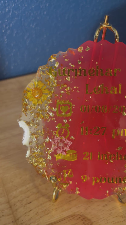 Custom Baby Birth Keepsake Resin Plaque