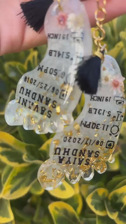 Custom Baby Birth Footprint Resin Keychain